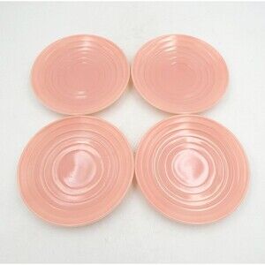 Hazel-Atlas Pink Moderntone Platonite Glass Saucers 6 Inch Set of 4